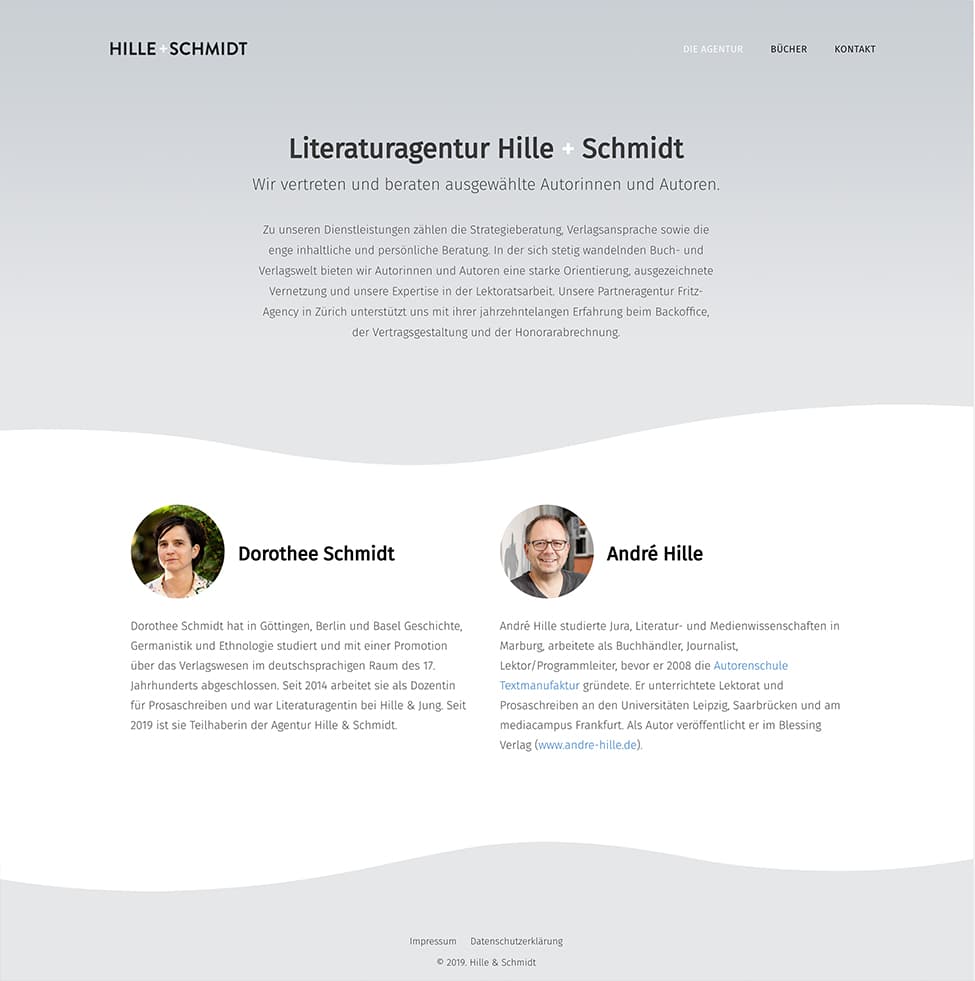 Responsive Webdesign für die Literaturagentur Hille & Schmidt