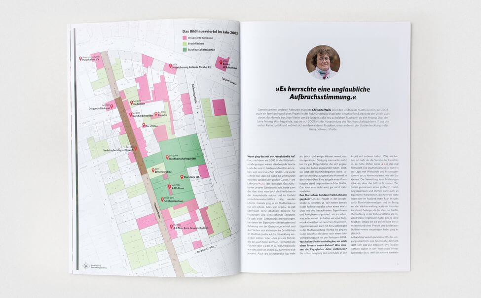 Lageplan innerhalb der Broschüre zur Entwicklung der Josephstraße Leipzig